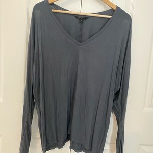 Grey V Neck Banana Republic Top with Open Arms M